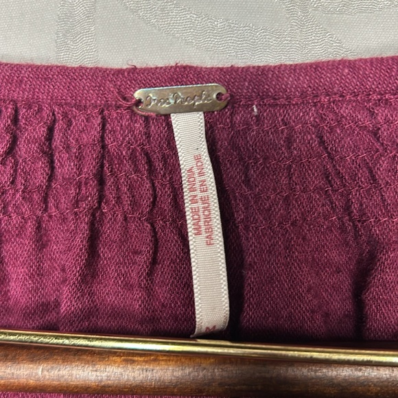 FREE PEOPLE All My Life Wine embroidered smocked mini dress tunic. Size Medium. - Picture 4 of 10